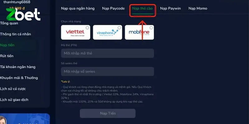 Hướng dẫn 3 bước nạp tiền Zbet chuẩn trong mọi trường hợp